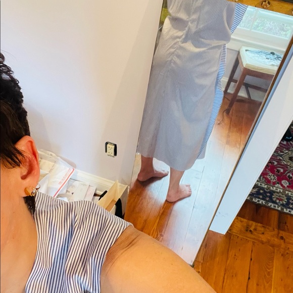 Carven blue pinstripe 100% cotton dress. Ruffled. Beautiful & comfortable. EU36 - Picture 13 of 14